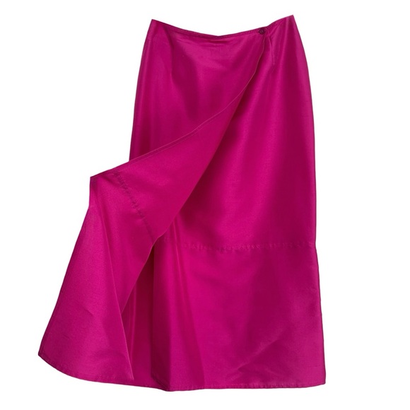 Vintage Silk Maxi Wrap Skirt Size 10 Pink Jones New York 90s - Picture 7 of 9
